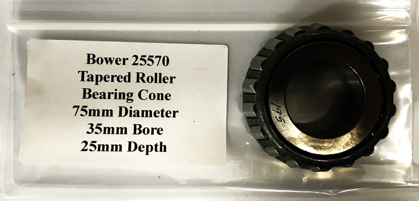 Bower Tapered Roller Bearing Cone 25570 NOS
