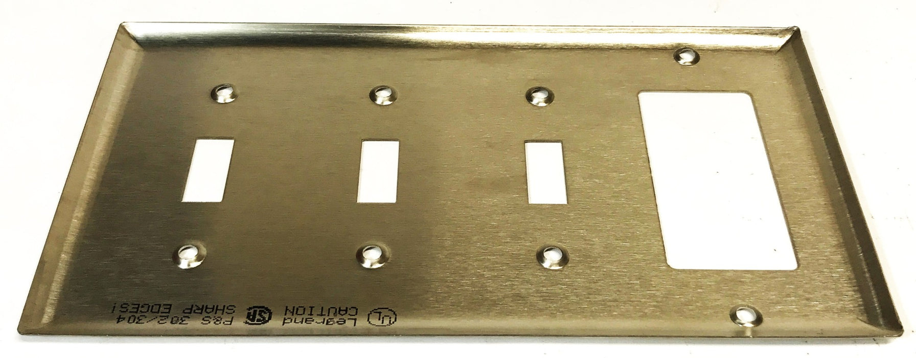 Pass & Seymour Stainless Steel 3 Toggle/1 Rocker Wall Plate SS326 [Lot of 3] NOS