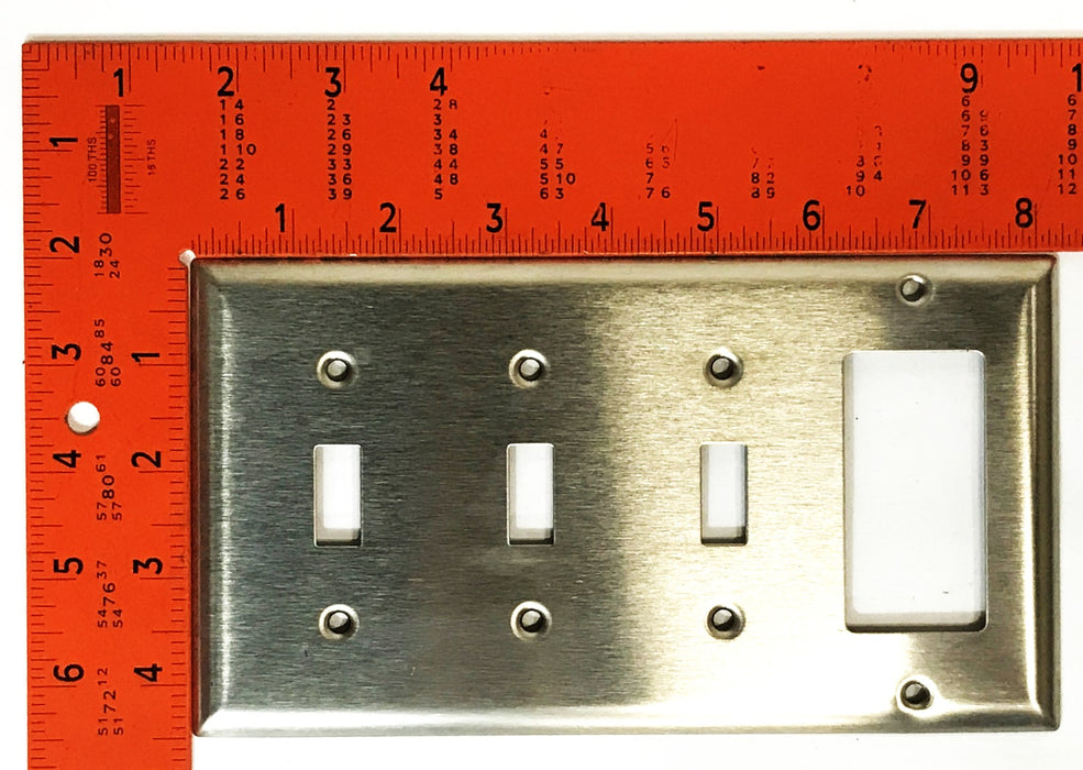 Pass & Seymour Stainless Steel 3 Toggle/1 Rocker Wall Plate SS326 [Lot of 3] NOS