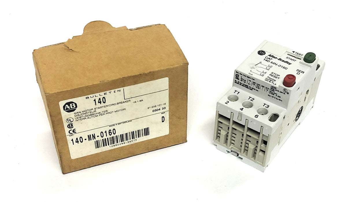 Allen-Bradley Ser. D 1-1.6A Manual Motor Starter/Circuit Breaker 140-MN-0160 NOS