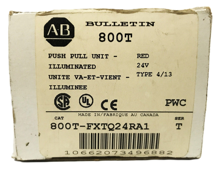 Allen-Bradley Illuminated Red Push Pull Switch 800T-FXTQ24RA1 NOS