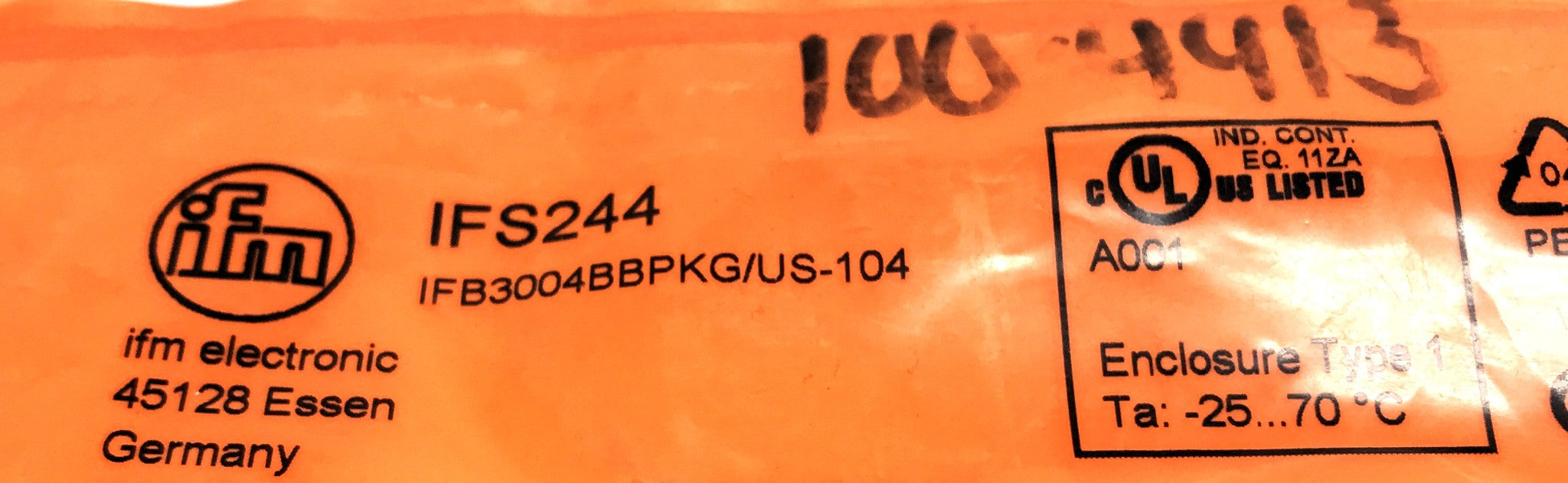 IFM inductive Proximity Sensor W/ (2) Hex Nuts IFS244 NOS