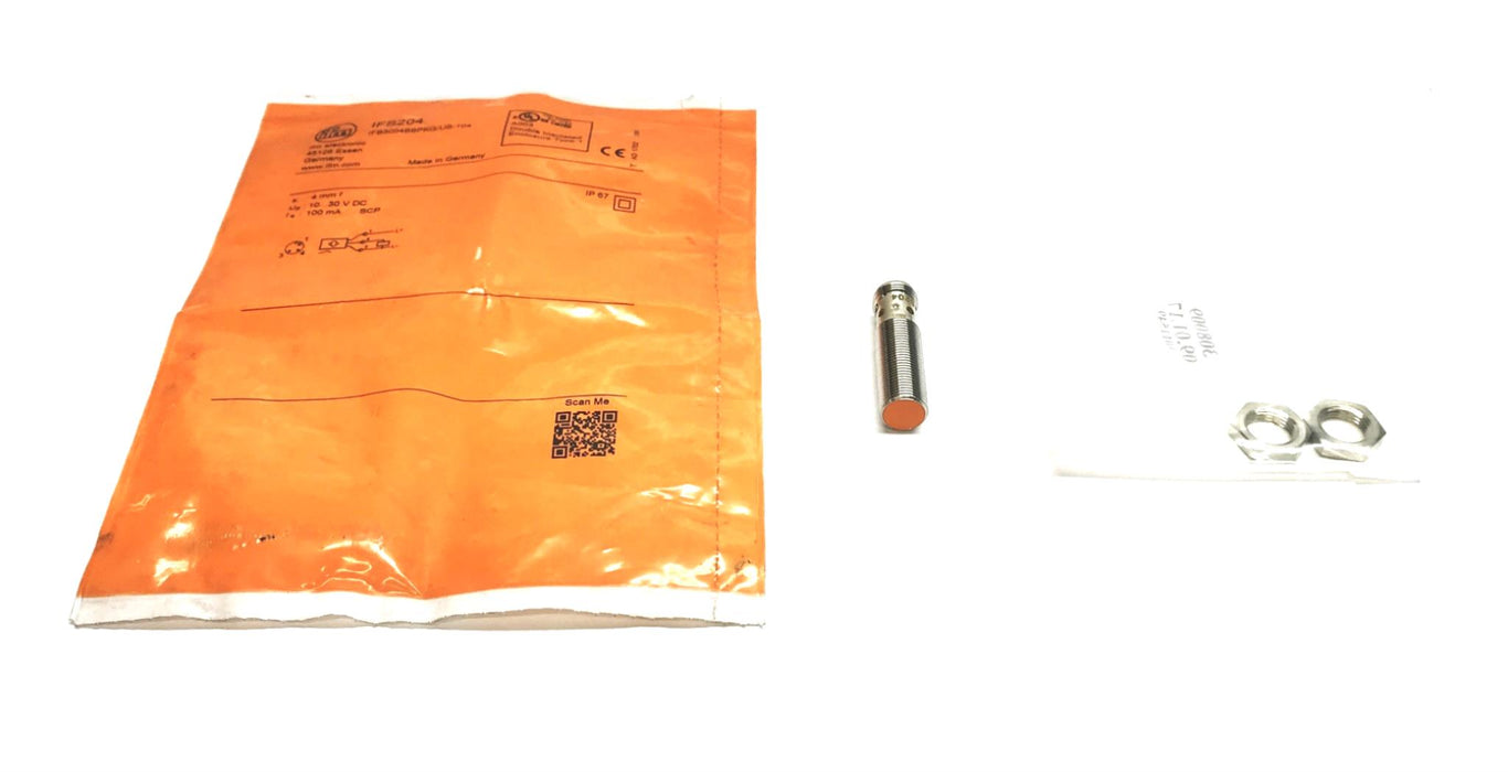 IFM inductive Proximity Sensor W/ (2) Hex Nuts IFS204 NOS