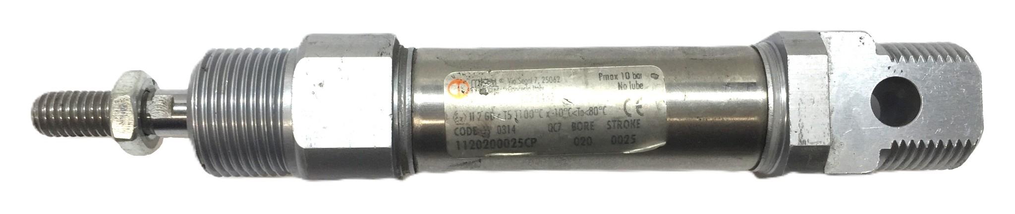 Metal Work 020 Bore/0025 Stroke Pneumatic Air Cylinder 1120200025CP USED