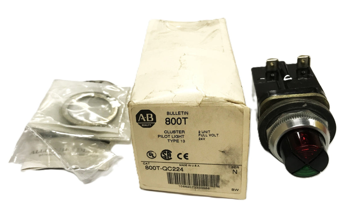 Allen-Bradley Cluster Pilot Light 800T-QC224 NOS