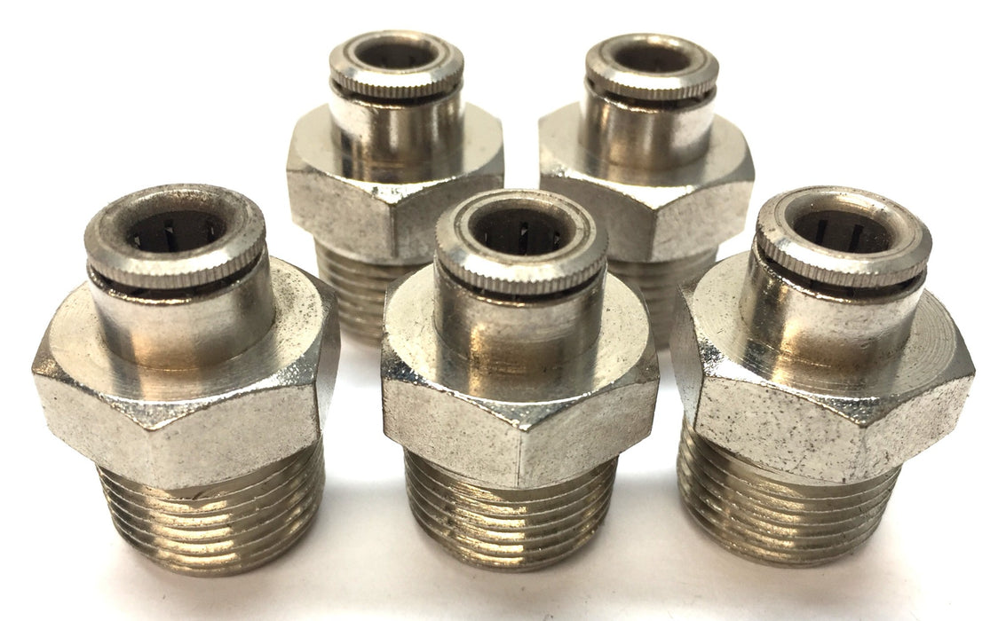 Unbranded Threaded 5/8" x 1/4" P.T.C. Straight Fitting Connector [Lot of 5] NOS
