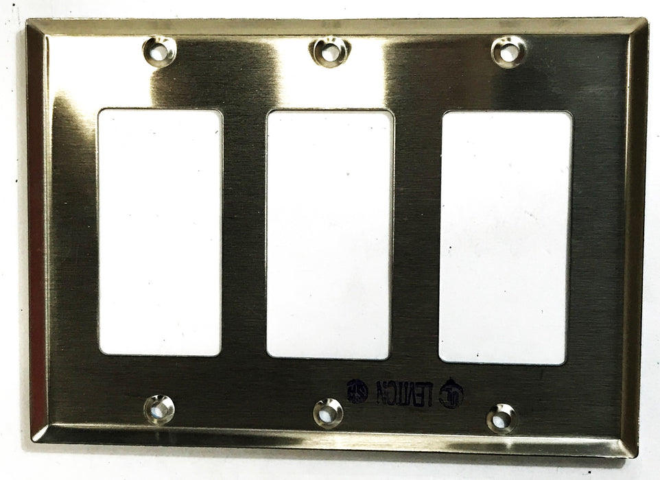 Leviton Stainless Steel 3-Gang Wall Plate 84411-40 [Lot of 4] NOS