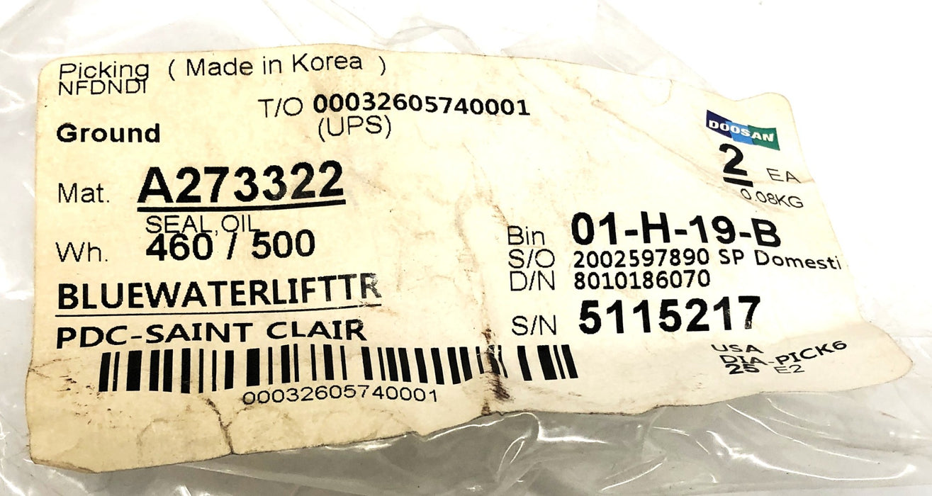 Doosan Oil Seal A273322 NOS