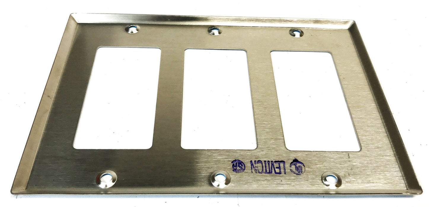 Leviton Stainless Steel 3-Gang Wall Plate 84411-40 [Lot of 4] NOS