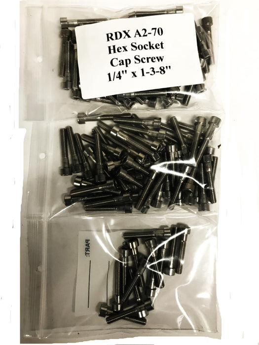 RDX  1/4 inch x 1-3/8 inch (35mm) Hex Socket Cap Screw A2-70-35 [Lot of 113] NOS