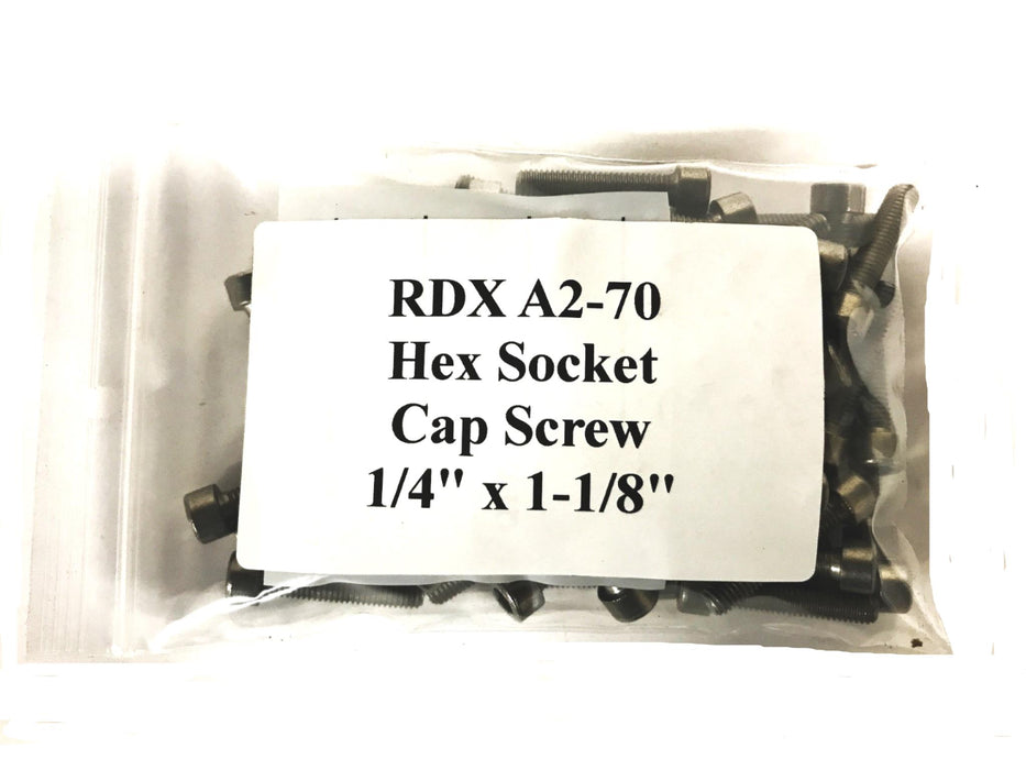 RDX  1/4 inch x 1-1/8 inch (30mm) Hex Socket Cap Screw A2-70-30 [Lot of 65] NOS
