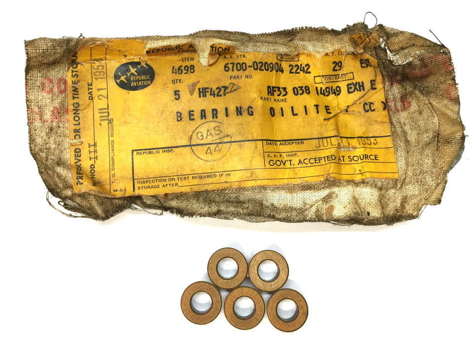 Republic Aviation Oilite Bearing Bushing Pack (5pcs) HF427 NOS