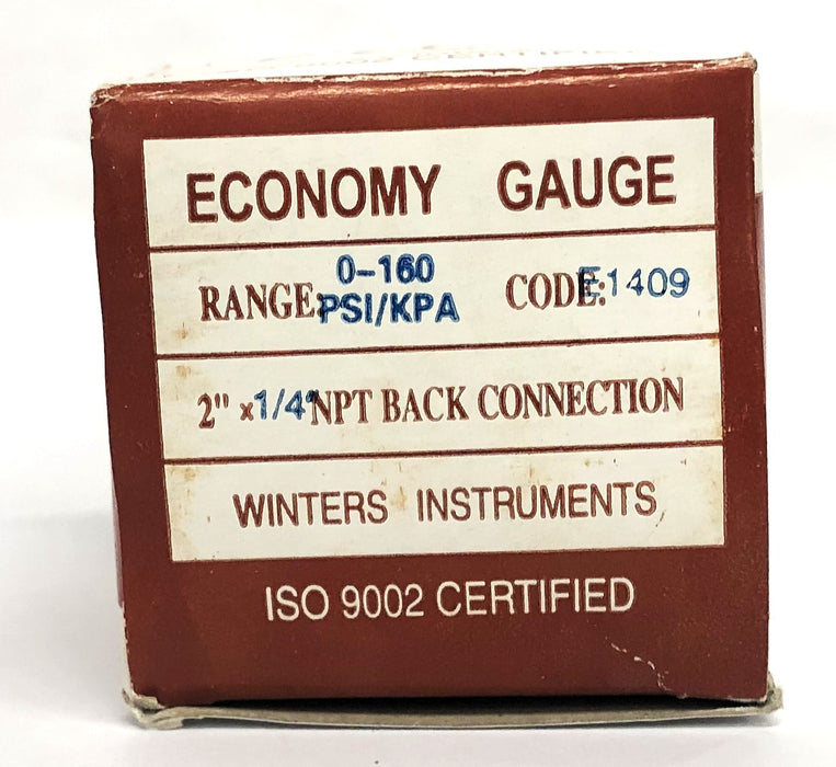 Winters 0-160psi/kpa 2x1/4 Inch NTP Economy Gauge E1409 NOS