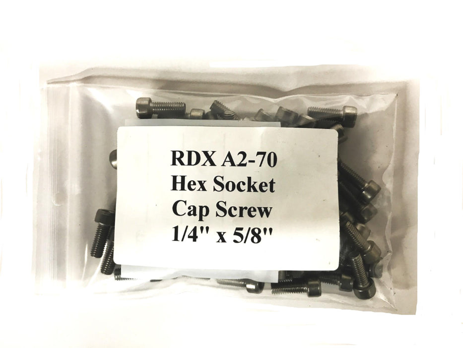 RDX  1/4 inch x 5/8 inch (15mm) Hex Socket Cap Screw A2-70-15 [Lot of 77] NOS