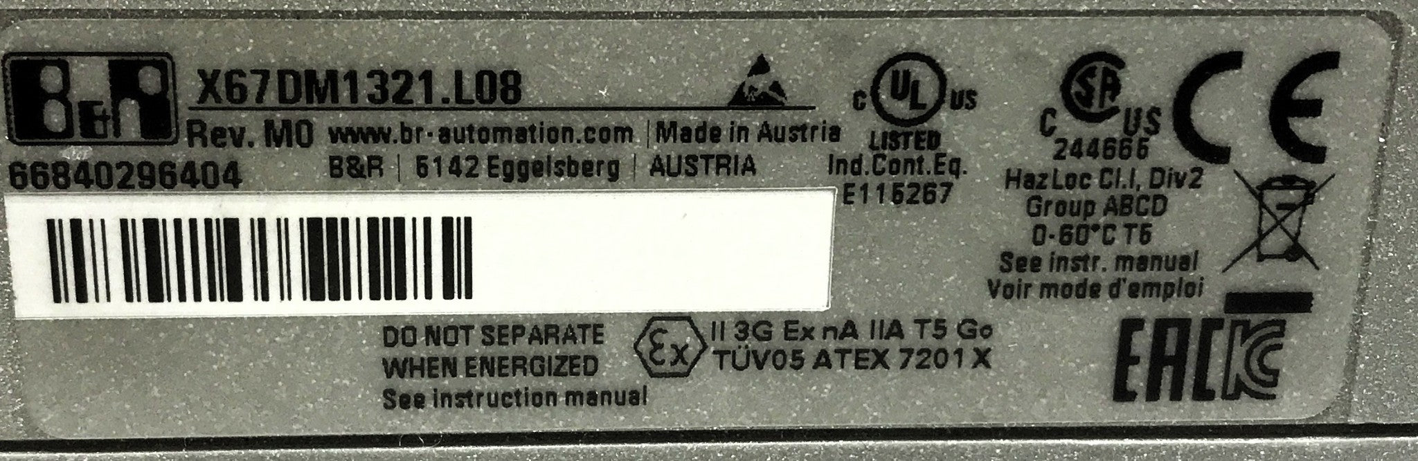 B&R Digital Mixed I/O Input/Output Module X67DM1321.L08 NOS