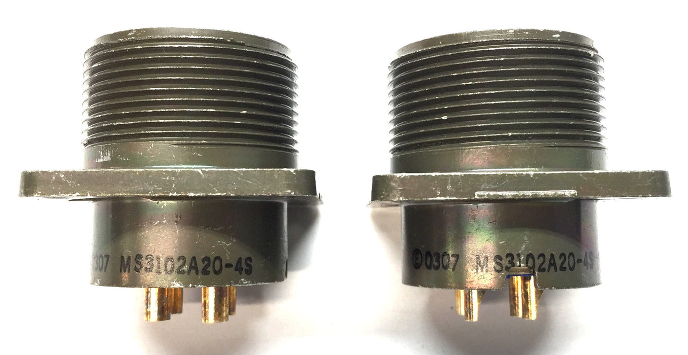 Amphenol Panel-Mount Circular Mil-Spec Connector MS3102A20-4S [Lot of 2] NOS