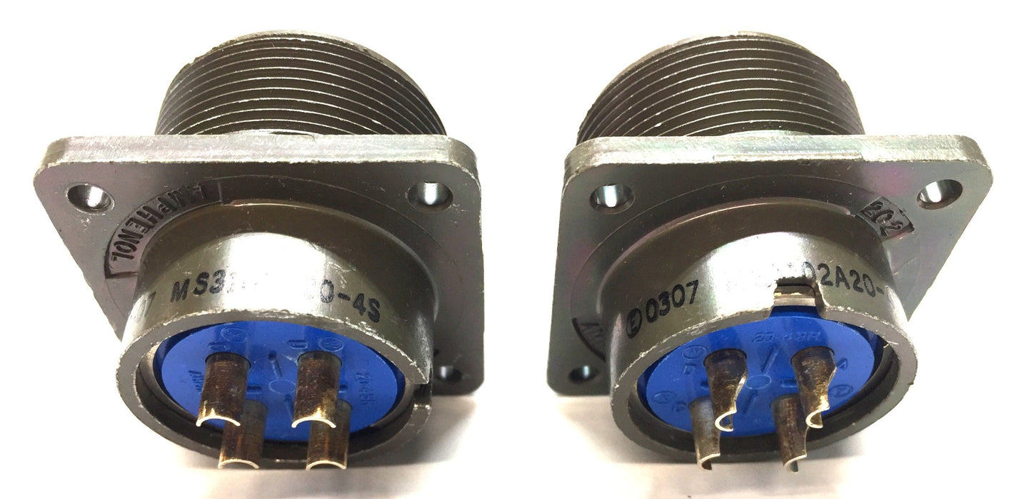 Amphenol Panel-Mount Circular Mil-Spec Connector MS3102A20-4S [Lot of 2] NOS