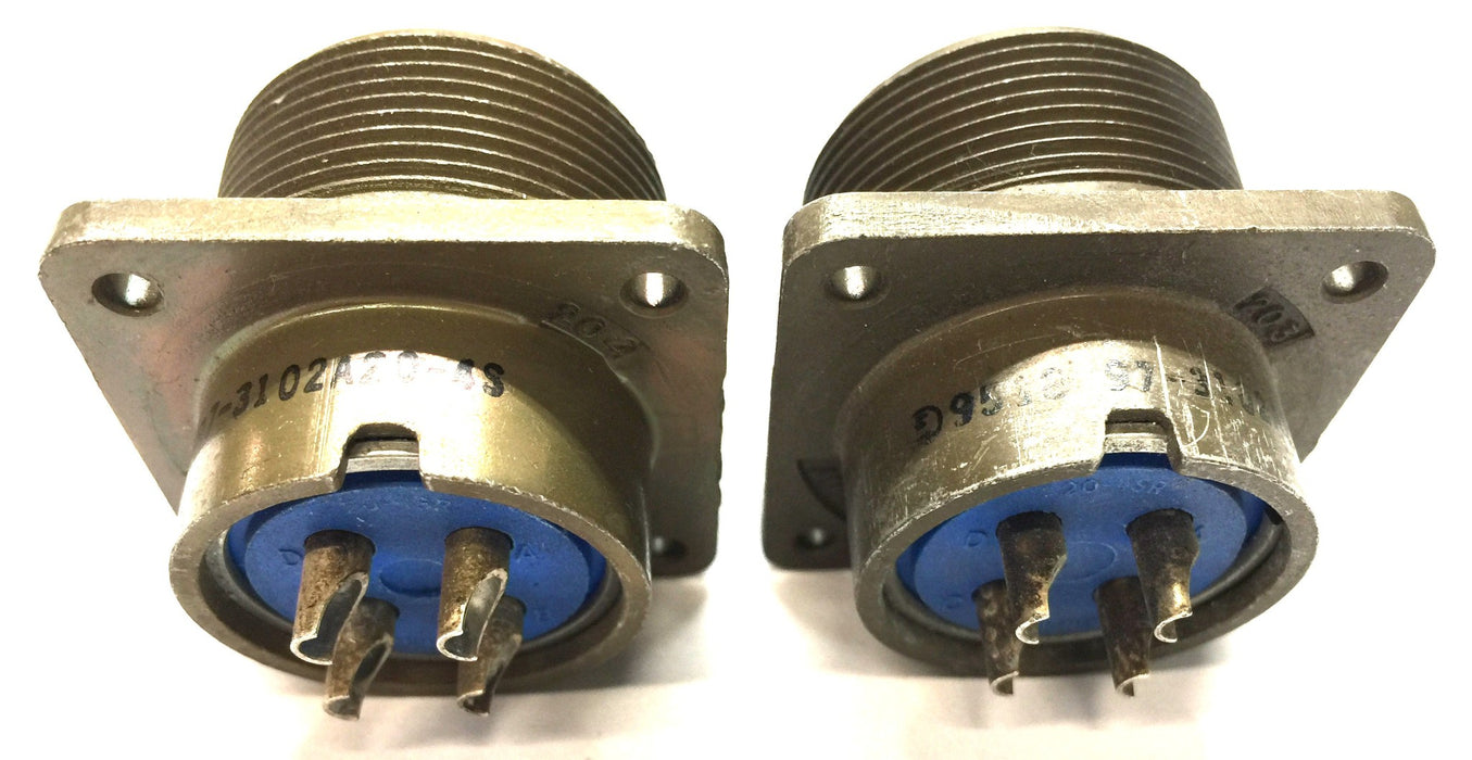 Amphenol Panel-Mount Circular Mil-Spec Connector 97-3102A20-4S [Lot of 2] NOS