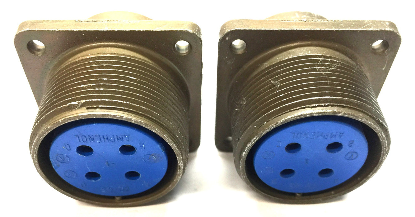 Amphenol Panel-Mount Circular Mil-Spec Connector 97-3102A20-4S [Lot of 2] NOS