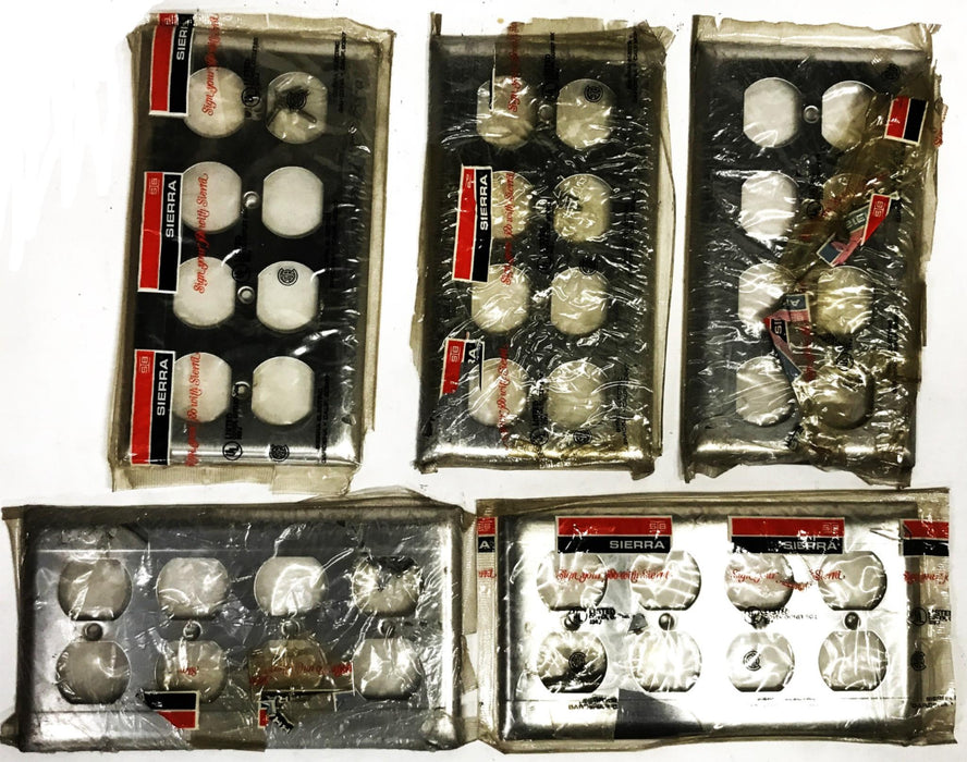 Sierra Electric 4-Gang 8-Port Stainless Steel Wall Plate 320J [Lot of 5] NOS