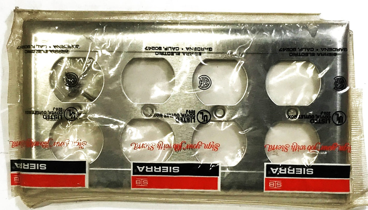 Sierra Electric 4-Gang 8-Port Stainless Steel Wall Plate 320J [Lot of 5] NOS