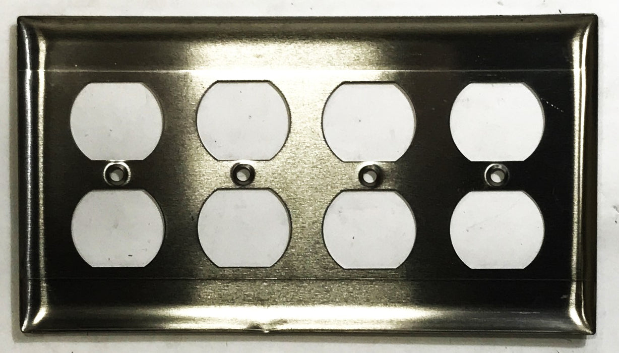Sierra Electric 4-Gang 8-Port Stainless Steel Wall Plate 320J [Lot of 5] NOS