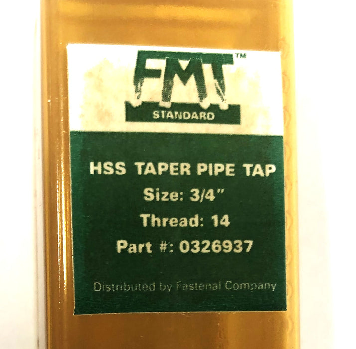 FMT 3/4 Inch 14 Thread 5 Flute HSS Taper Pipe Tap 0326937 NOS