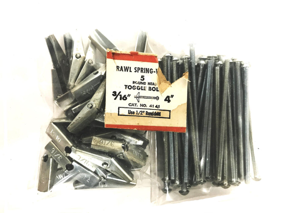 Rawl 3/16 inch x 5 inch Spring Wing Toggle Anchor Bolt 4141-5253 [Lot of 35] NOS