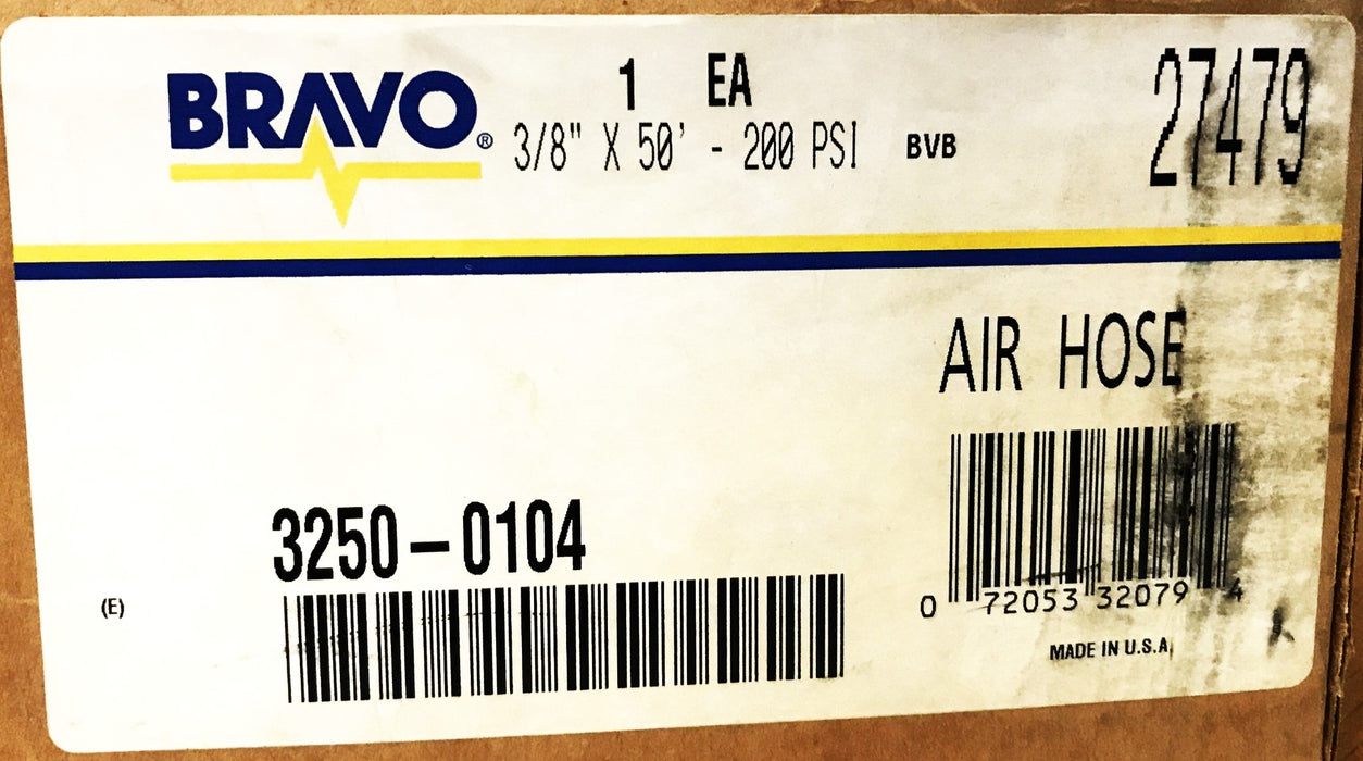 Bravo Rubber 200 PSI Air Hose 3/8 inch x 50 feet 3250-0104 NOS