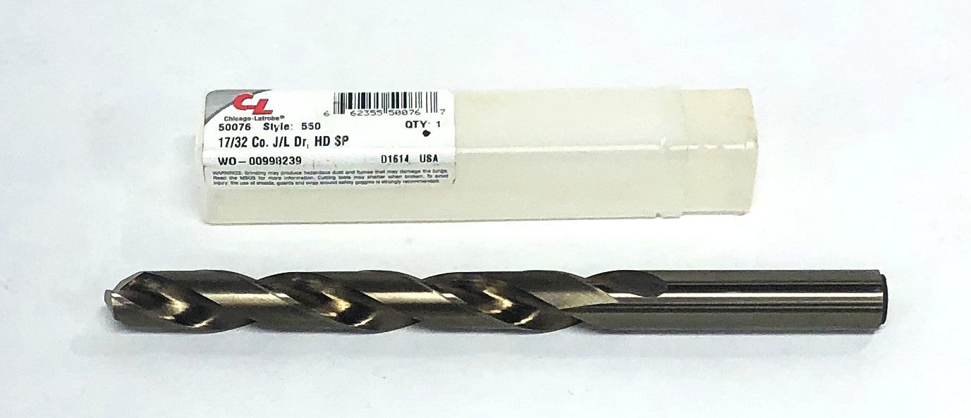 Chicago-Latrobe Style 550 17/32 Cobalt Jogger Length Drill Heavy Duty 50076 NOS
