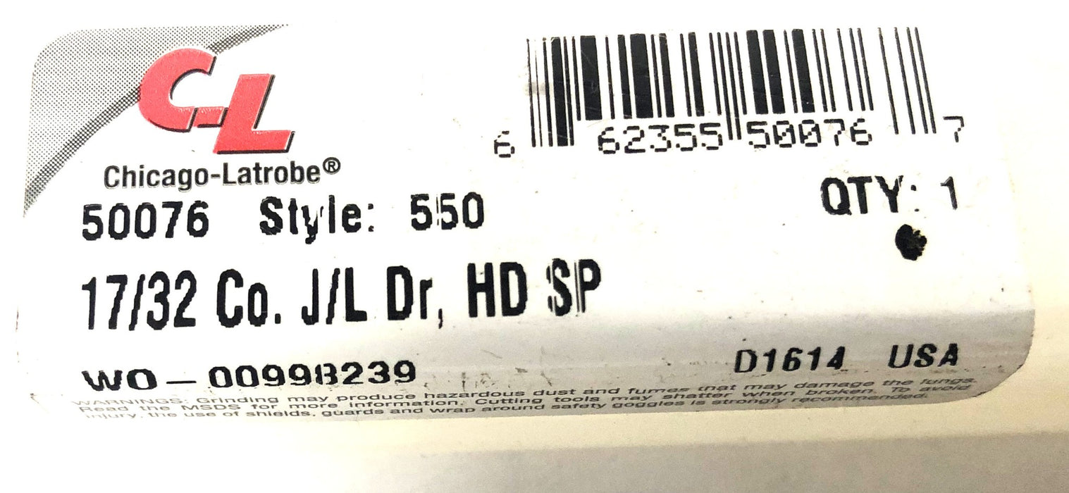 Chicago-Latrobe Style 550 17/32 Cobalt Jogger Length Drill Heavy Duty 50076 NOS