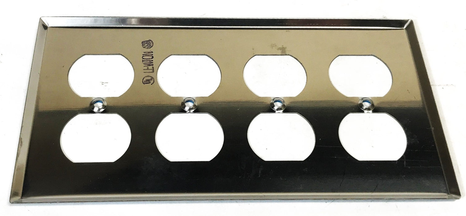 Leviton 4-Gang 8-Port Stainless Steel Wall Plate 003-84041 [Lot of 6] NOS