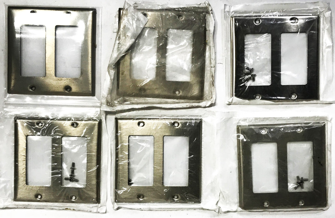 Leviton 2-Gang 2-Port Stainless Steel Wall Plate 84409-40 [Lot of 6] NOS