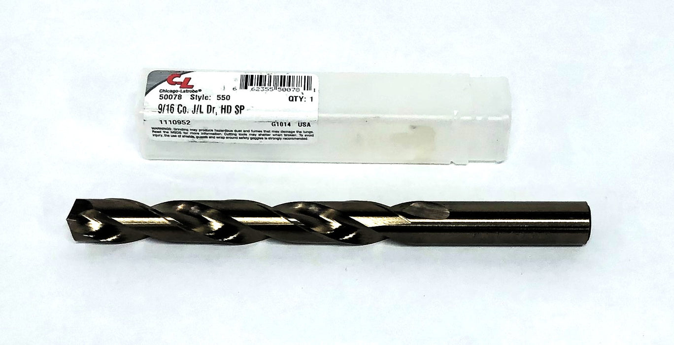Chicago-Latrobe Style 550 9/16 Cobalt Jogger Length Drill Heavy Duty 50078 NOS