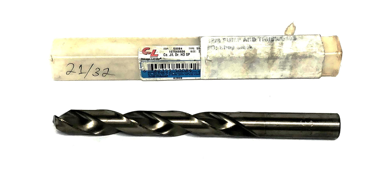 Chicago-Latrobe Style 550 21/32 Cobalt Jogger Length Drill Heavy Duty 50084 NOS