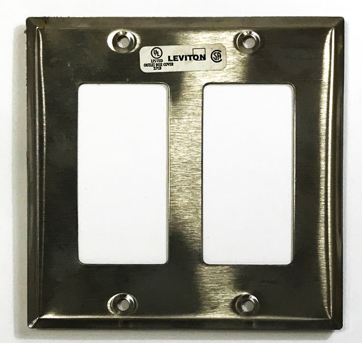 Leviton 2-Gang 2-Port Stainless Steel Wall Plate 84409-40 [Lot of 6] NOS