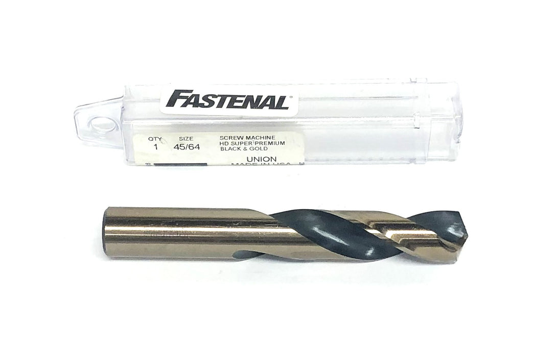 Fastenal 45/64 Black And Gold HD Super Premium Screw Machine Drill 89230 NOS