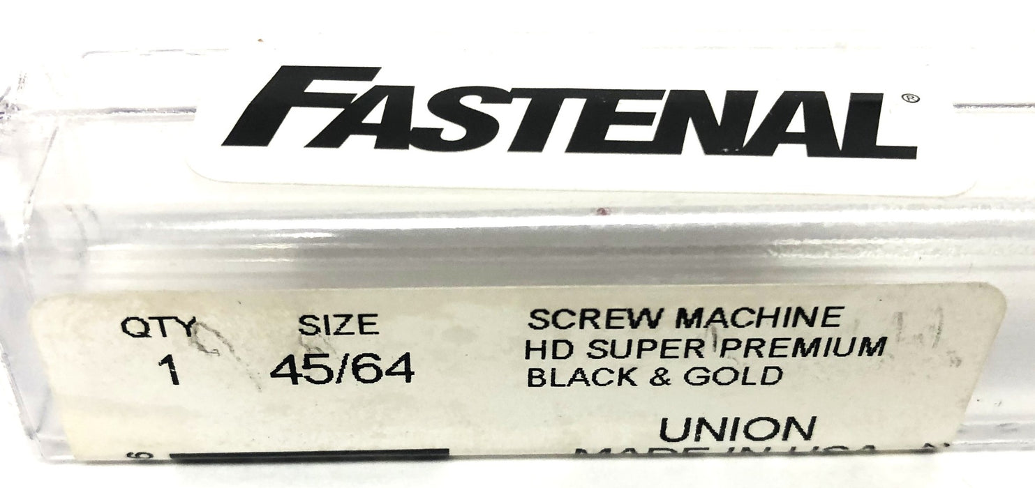 Fastenal 45/64 Black And Gold HD Super Premium Screw Machine Drill 89230 NOS