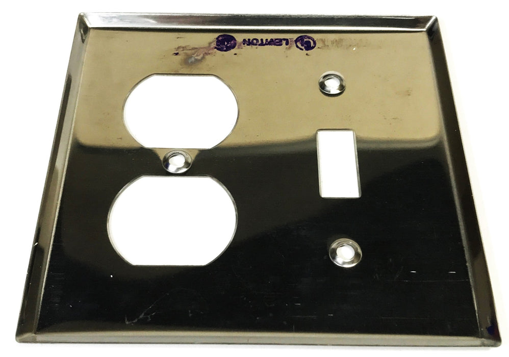 Leviton 2-Gang 3-Hole Stainless Steel Wall Plate 84005 [Lot of 6] NOS