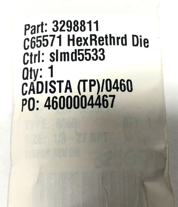 Cle-Line 1/8NPT 27 Thread Hex Rethreading Die C65571 (3298811) NOS