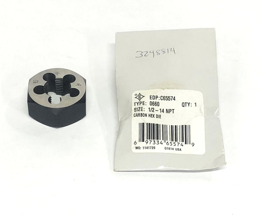 Cle-Line Type 0660 1/2NPT 14 Thread Carbon Hex Die C65574 NOS