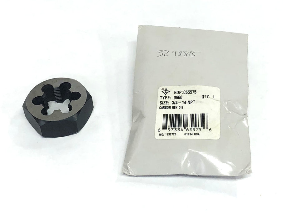 Cle-Line Type 0660 3/4NPT 14 Thread Carbon Hex Die C65575 NOS
