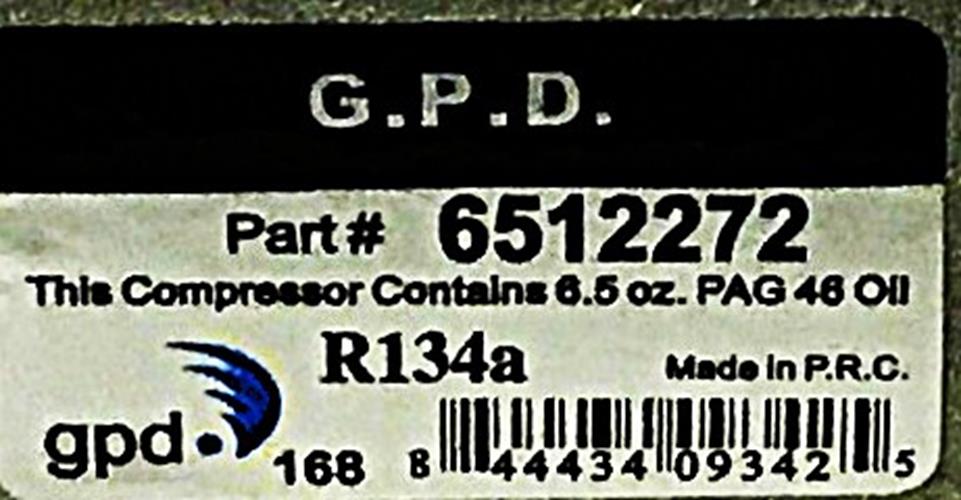GPD A/C Compressor For 2005-2008 Chrysler 300 with 5.7L Engine 6512272 NOS