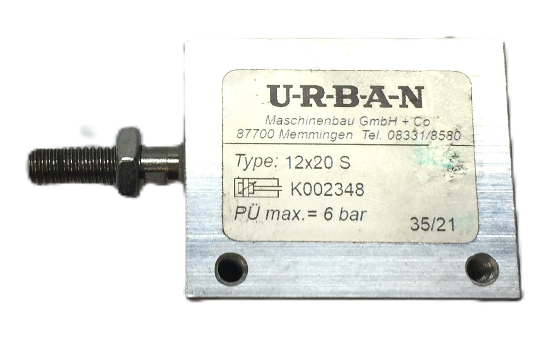 U-R-B-A-N 12 x 20S Max Pressure=6 bar Pneumatic Stop Cylinder K002348 NOS