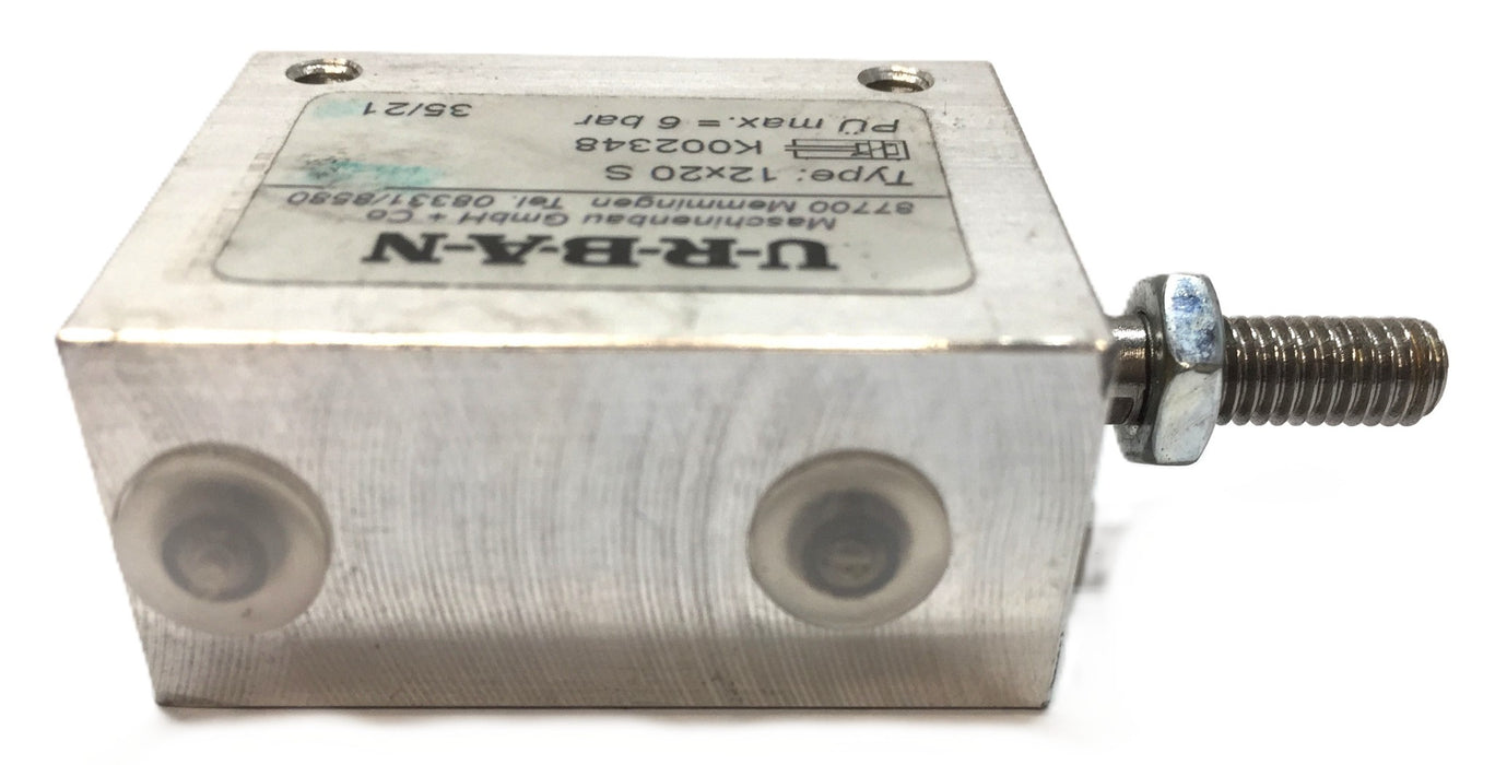 U-R-B-A-N 12 x 20S Max Pressure=6 bar Pneumatic Stop Cylinder K002348 NOS