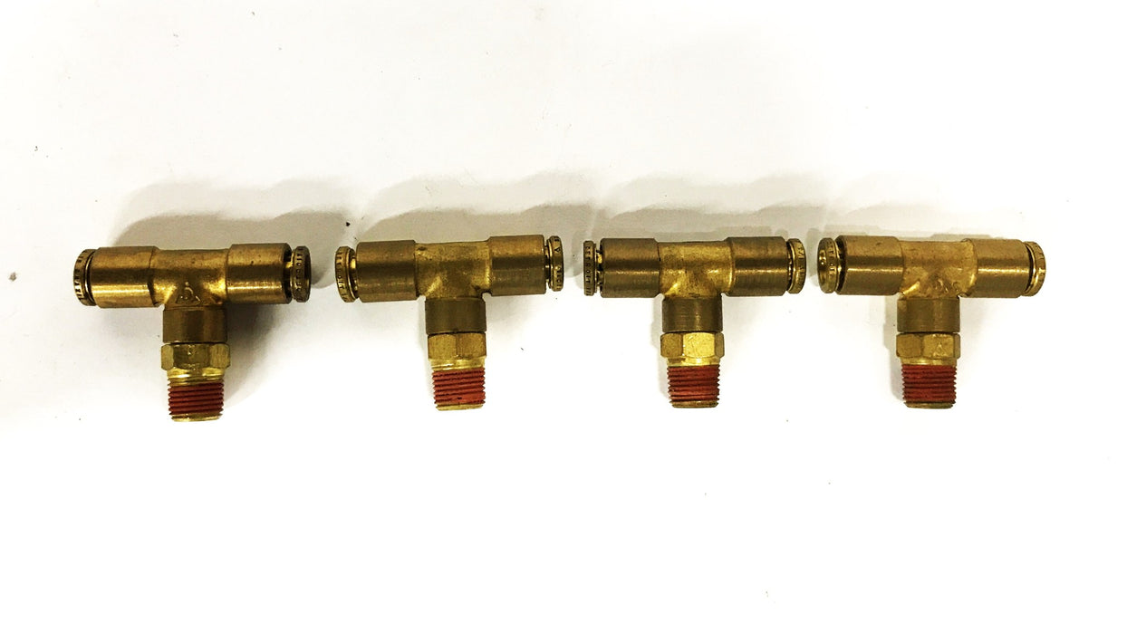 Detroit 1/8 NPT x 1/4 Push Connect Brass Tee KQ2T07-34S [Lot of 4] NOS