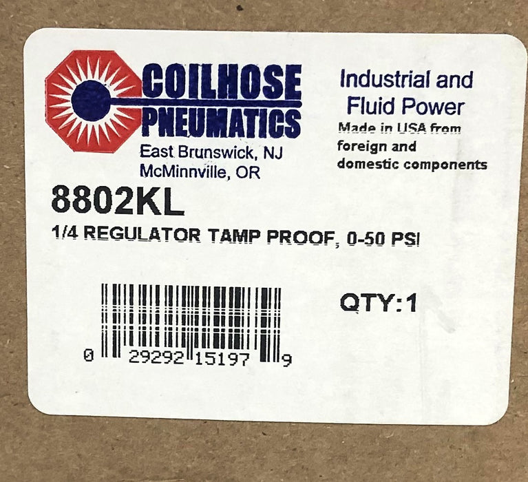 Coilhouse Pneumatics 0-50PSI 1/4 Regulator Tamp Roof 8802KL NOS