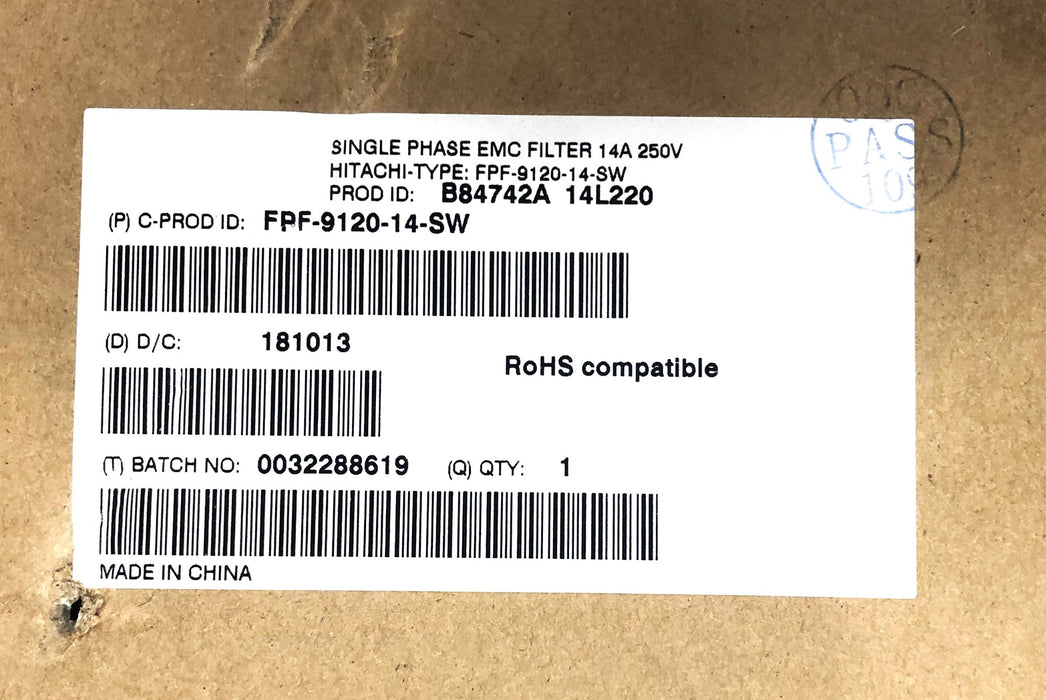 Hitachi Single Phase EMC Filter FPF-9120-14-SW NOS