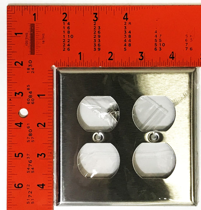 Leviton Stainless Steel 2-Gang 4-Hole Wall Plate 104-84016-40 [Lot of 10] NOS