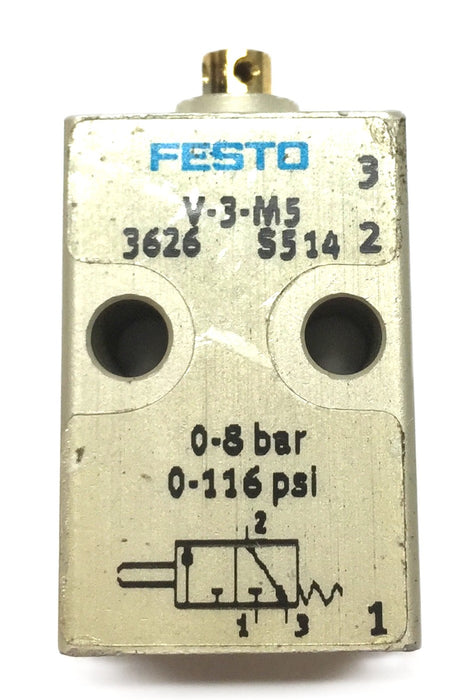 Festo Stem Actuated Valve V-3-M5 USED